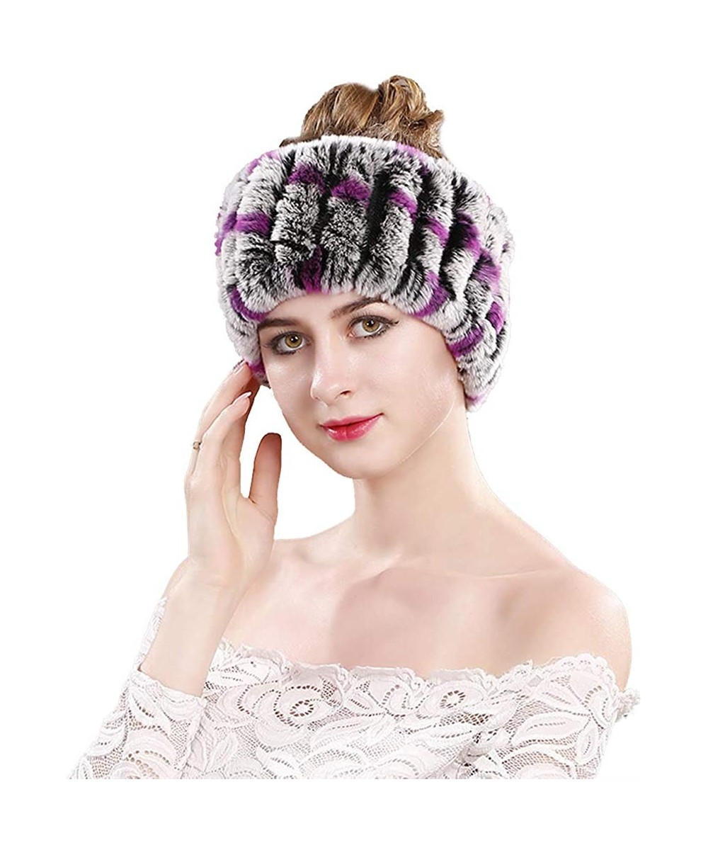 Cold Weather Headbands Rabbit Fur Headband - Winter Knit Neck Warmer Real Fur Headbands Women Scarf Muffler - Colorful 1 - CG...
