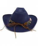Sun Hats Unisex Sunshade Cap- Summer Outdoor Travel Western Cowboy Hat Casual Solid Mongolian Hat Grassland Visor - B-Navy - ...
