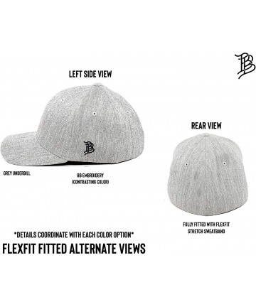 Baseball Caps Midnight Patriot' Dark Leather Patch Flex Fit Fitted Hat - Heather Grey - C818IOG08T4 $74.66