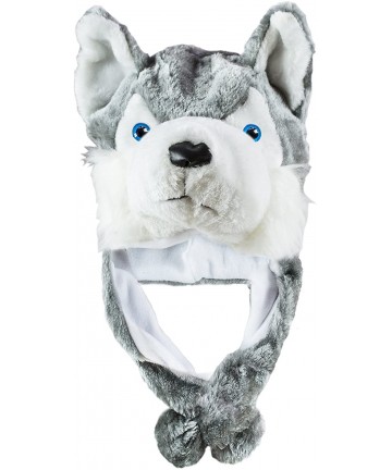 Skullies & Beanies Husky Timber Wolf Cute Plush Animal Winter Hat Warm Winter Fashion (Short) - C91250H6G4N $13.33