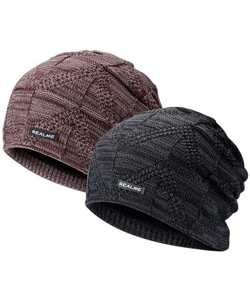 Skullies & Beanies Winter Beanie Hat Warm Knit Hat Winter Hat for Men Women - Black+coffee - C118YZYE5LU $26.37