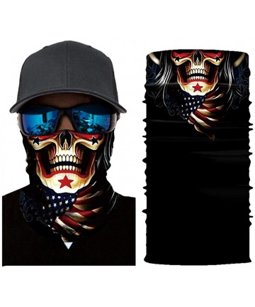 Balaclavas USA Flag Print Seamless Bandana Rave Headband Headwear Balaclava Head Wrap Scarf Neck - American Flag Skull - C019...