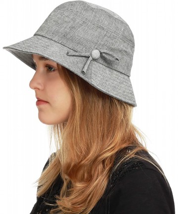 Bucket Hats Light Weight Packable Women's Wide Brim Sun Bucket Hat - Sophie-grey - CG18GQU9U0K $22.17