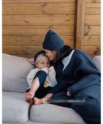 Skullies & Beanies 2PCS Mother&Baby Hat Parent-Child Hat Family Matching Cap Winter Warmer Knit Wool Beanie Ski Cap - Mz-483k...