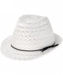 Fedoras Slim Rope Band Crushable Cotton Lace Vented Fedora Hat - White - CA12CAFWWPT $20.27