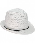 Fedoras Slim Rope Band Crushable Cotton Lace Vented Fedora Hat - White - CA12CAFWWPT $20.27