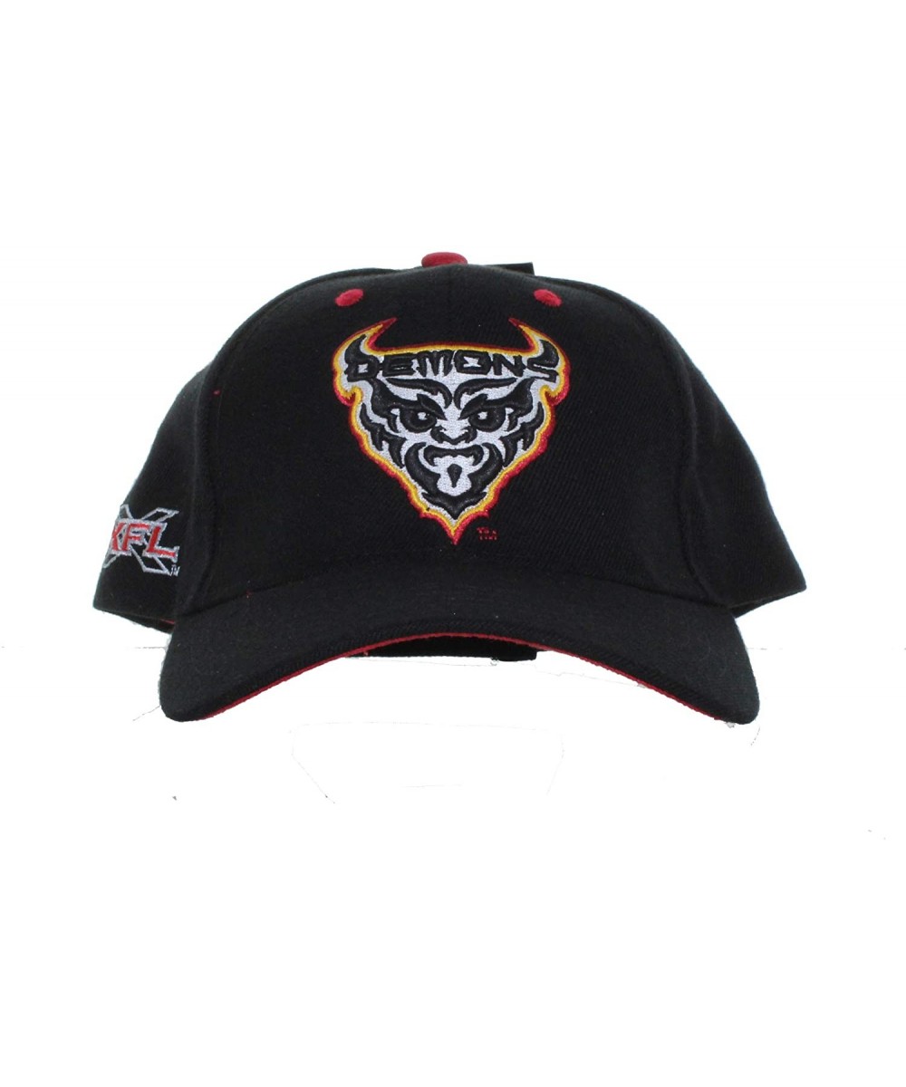 Baseball Caps XFL - San Francisco Demons - Vintage Team Logo and XFL Logo on Black Adjustable Hat - CL18M0I7408 $26.44