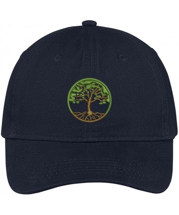 Baseball Caps Tree of Life Embroidered Cap Premium Cotton Dad Hat - Navy - C71836CINND $26.09