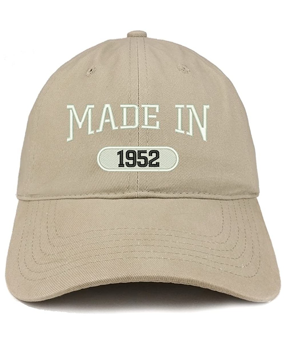 Baseball Caps Made in 1952 Embroidered 68th Birthday Brushed Cotton Cap - Khaki - CR18C90SE9N $25.42