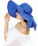 Sun Hats Womens Big Bowknot Straw Hat Foldable Roll up Sun Hat Beach Cap UPF 50+ Protection Sun Hats 041 - Beige-a - C518SATR...