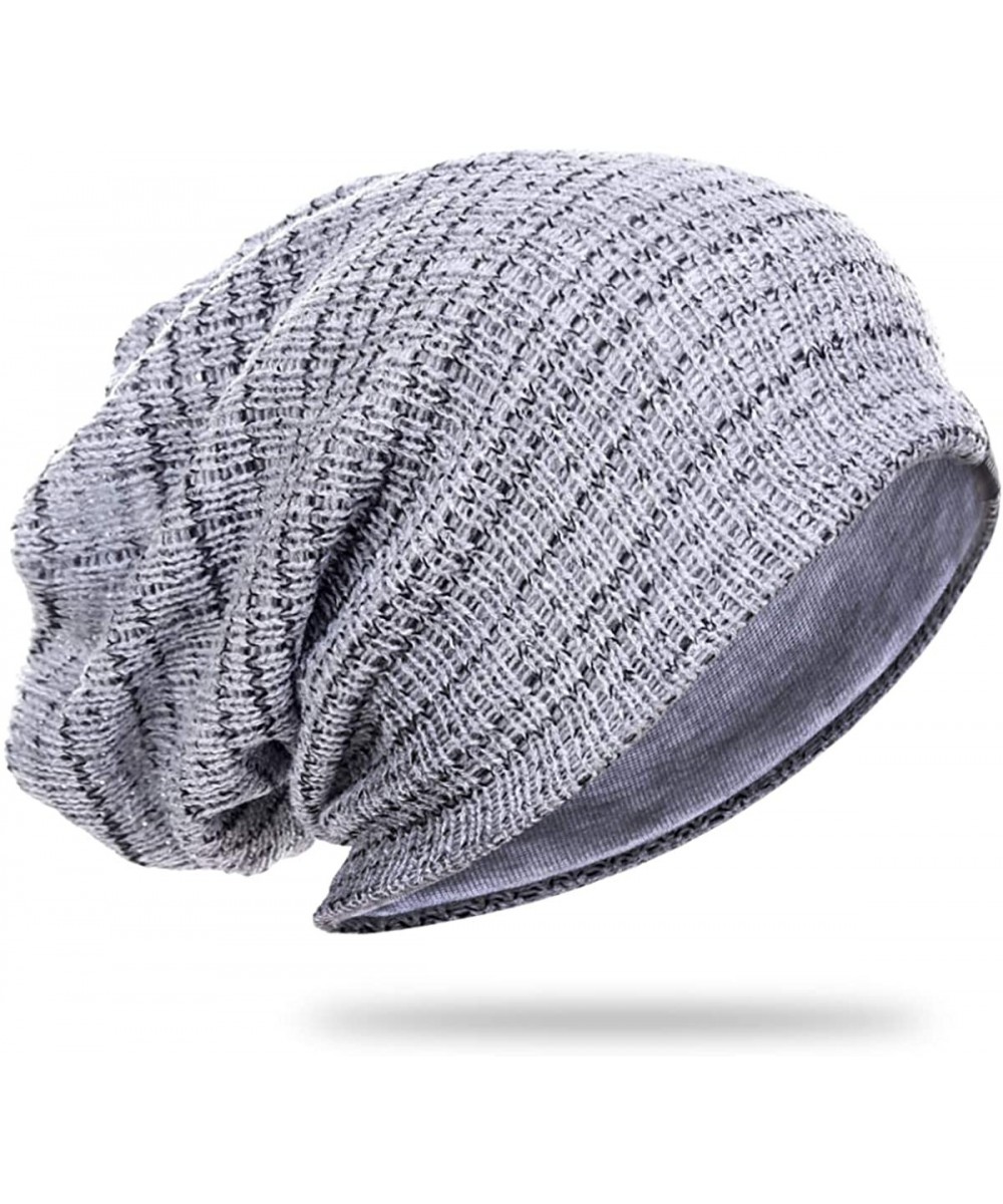 Skullies & Beanies Mens Slouchy Beanie Hat Summer Oversized Knit Cap for Women Winter Skull Cap B309 - B724-light Gray - C418...