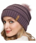 Skullies & Beanies Slouchy Beanie for Women Winter Hats Knit Warm Skull Ski Cap Faux Fur Pom Pom Hat Warm Ski Baggy Cap - 1- ...