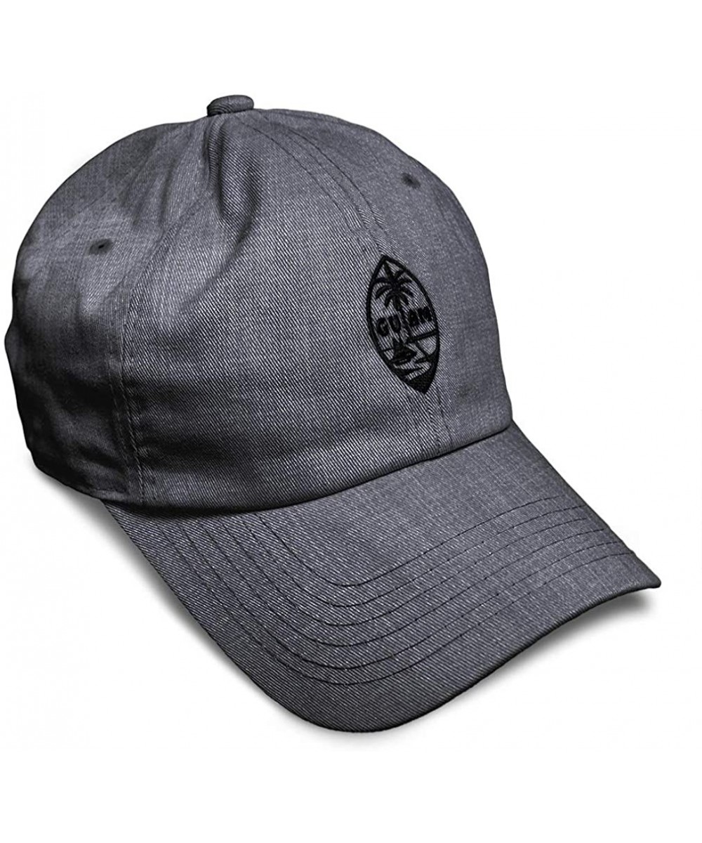 Baseball Caps Custom Soft Baseball Cap Seal of Guam Embroidery Cotton Dad Hats for Men & Women - Dark Denim - C718TLKNUDY $18.86