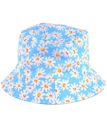 Bucket Hats Packable Reversible Black Printed Fisherman Bucket Sun Hat- Many Patterns - Daisy Light Blue - C812DAEA5S9 $16.54