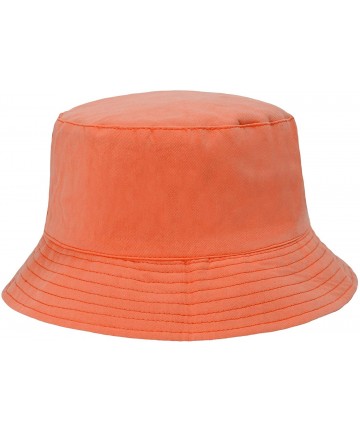 Bucket Hats Women Fashion Cotton Packable Travel Bucket Hat Sun Hat Fishmen Cap - Dip Orange - C8198XYEG8W $22.72