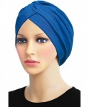 Skullies & Beanies Turban Hat Cap for Women Stylish Cotton Chemo Beanie Hat Caps - Royal Blue - C418IYO975O $33.04