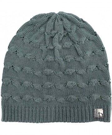 Skullies & Beanies Oversize Cable Knit Slouchy Beanie Cap Hat - Gray - CI116QXMPYB $17.74