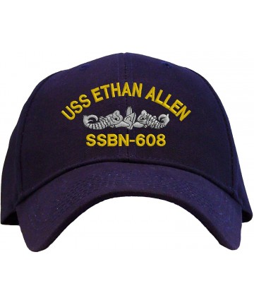 Baseball Caps USS Ethan Allen SSBN-608 Baseball Cap Embroidered - Navy - C618AIKKWU6 $24.63