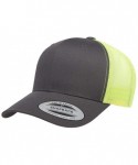 Baseball Caps Custom Trucker Hat Yupoong 6606 Embroidered Your Own Text Curved Bill Snapback - Charcoal/Neon Green - CI18N0U7...