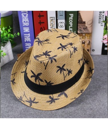 Bomber Hats Womens Sun Hat Floppy Foldable Ladies Women Maple Leaf Straw Beach Summer Hat Cap - Khaki - CI18IQ7N524 $11.52