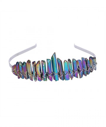 Headbands Raw Crystal Quartz Crown - Rhinestone Tiara Mermaid Headband for Woman Weeding and Parties (Mixed corlor-A) - CP18L...