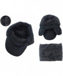Skullies & Beanies Men Warm Cable Billed Beanie Hat Visor Brim Winter Ski Cap Fleece Ear Flap Jeep Beanie - 6w29-navy - C918K...