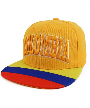 Baseball Caps Country Name 3D Embroidery Flag Print Flatbill Snapback Cap - Columbia Yellow - CD18W50NLA0 $24.12