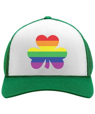 Baseball Caps St.Patrick's Lucky Charm Rainbow Clover Gay Love Trucker Hat Mesh Cap - Green/White - CP189QMULI5 $18.92