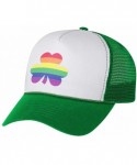 Baseball Caps St.Patrick's Lucky Charm Rainbow Clover Gay Love Trucker Hat Mesh Cap - Green/White - CP189QMULI5 $18.92