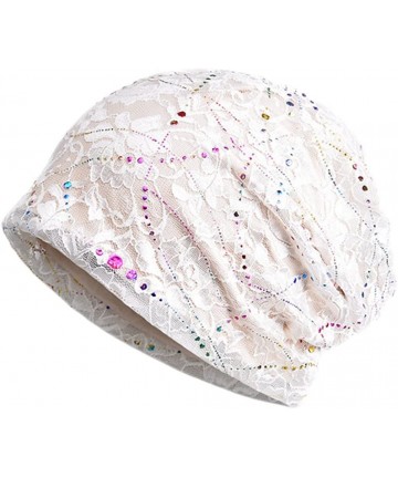 Skullies & Beanies Women's Sleep Soft Headwear Cotton Lace Beanie Hat Hair Covers Night Sleep Cap - Color Mix1&2 - C218DZ5XWM...