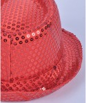 Fedoras Solid Color Sequins Fedora Hat - Fuschia - CN11DNXCE8T $13.50