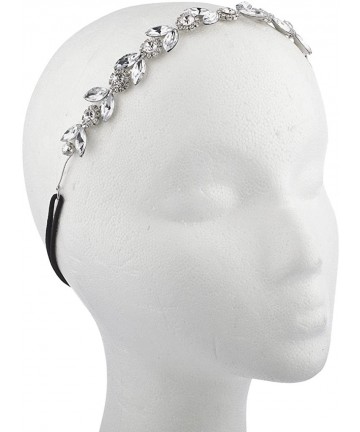 Headbands Crystal Rhinestone Floral Leaf Stretch fit Headband Head Piece - CX12LJNI2O9 $12.97