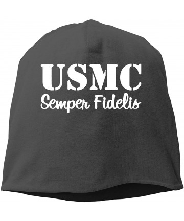 Skullies & Beanies US Marine Corps Unisex Knitted Hat Beanie Hat Warm Hats Skull Cap - Black - CF18L7MRSR4 $17.70
