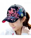 Baseball Caps Women Casual Embroidered Butterfly/flower Baseball Cap Fashion Hat - Black - C311AJ0K59D $22.56