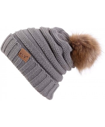 Skullies & Beanies Men Women Beanie Hat Warm Crochet Hat Winter Ski Hats Wool Knit Hat Outdoor Slouchy Caps - Gray - CQ192KNT...