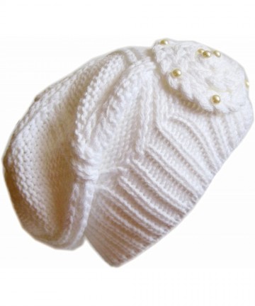 Skullies & Beanies Winter Hat for Women Slouchy Beanie Hat Stylish Beautiful Hat M-113 - White - CE11B2NOR8R $24.71