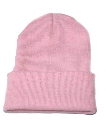 Skullies & Beanies Men's 1-Pack Knit Hat-Unisex Slouchy Knitting Beanie Hip Hop Cap Warm Winter Ski Hat-sunsee - Pink - CJ18M...