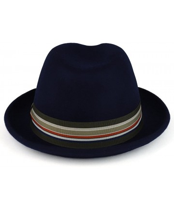 Fedoras XXL Oversize Wool Felt Pinch Fedora Hat with Satin Band - Navy - C7187S9C6NM $66.63