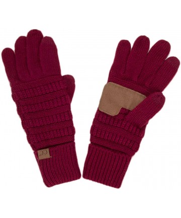 Skullies & Beanies 2pc Oversized Cable Knit Slouchy Beanie and Matching Gloves Set - Burgundy - CN184Y6H2E3 $34.91