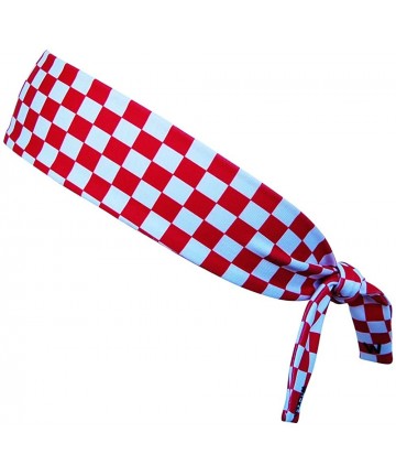 Headbands Croatia Red & White Checkerboard Running Elastic Tie Hair Headband - CZ12C8PHIHJ $29.91