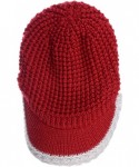 Skullies & Beanies Winter Fashion Knit Cap Hat for Women- Peaked Visor Beanie- Warm Fleece Lined-Many Styles - Red - CW1289FS...
