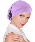 Skullies & Beanies Womens Ruffle Chemo Hat Beanie Scarf- Soft Turban Bandana Head Wrap for Cancer - 11- Purple Lilac - CP12JD...