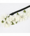 Headbands Full Bloom White Stretch Flower Green Leaf Coachella Floral Headband - CO11L7LRH3L $12.24