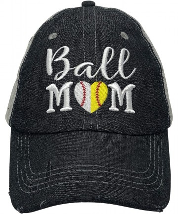 Baseball Caps Embroidered Ball MOM Softball Mom Baseball Mom Mesh Trucker Style Hat Cap Dark Grey - CB18DNI28H9 $28.29