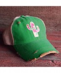 Baseball Caps Distressed Soft Mesh Snap Back Western Themed Women's Hat - Cactus Rose - Saguaro Green - CZ18O43GNEZ $15.48