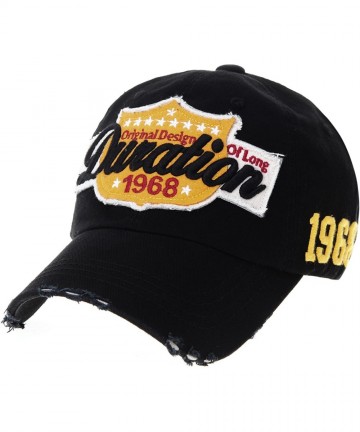 Baseball Caps Vintage Baseball Cap Distressed Emboridery Trucker Hat KR1737 - Black - CS183AO56ZX $31.27