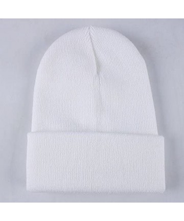 Skullies & Beanies Unisex Slouchy Knitting Beanie Hip Hop Cap Warm Winter Ski Hat - White - CU18HYSOUGC $11.88