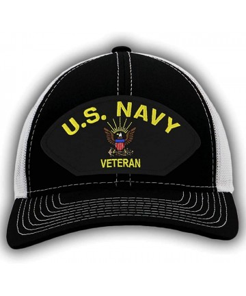 Baseball Caps US Navy Veteran Hat/Ballcap Adjustable One Size Fits Most - Mesh-back Black & White - CI18HY5Z4CM $30.81