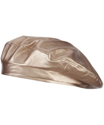 Berets Women's Vegan Leather Fashion Beret - Rose Gold - CR18K2MH568 $44.82
