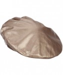 Berets Women's Vegan Leather Fashion Beret - Rose Gold - CR18K2MH568 $30.61
